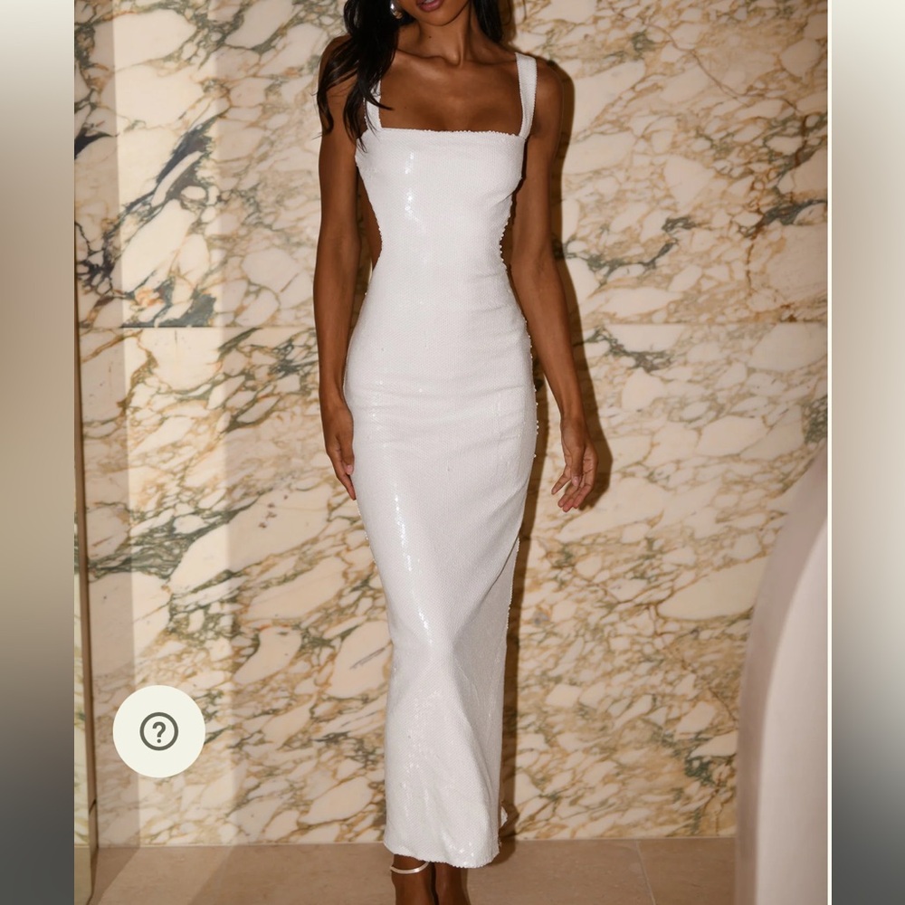 Meshki White Sequin Maxi Dress